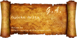 Györke Arita névjegykártya
